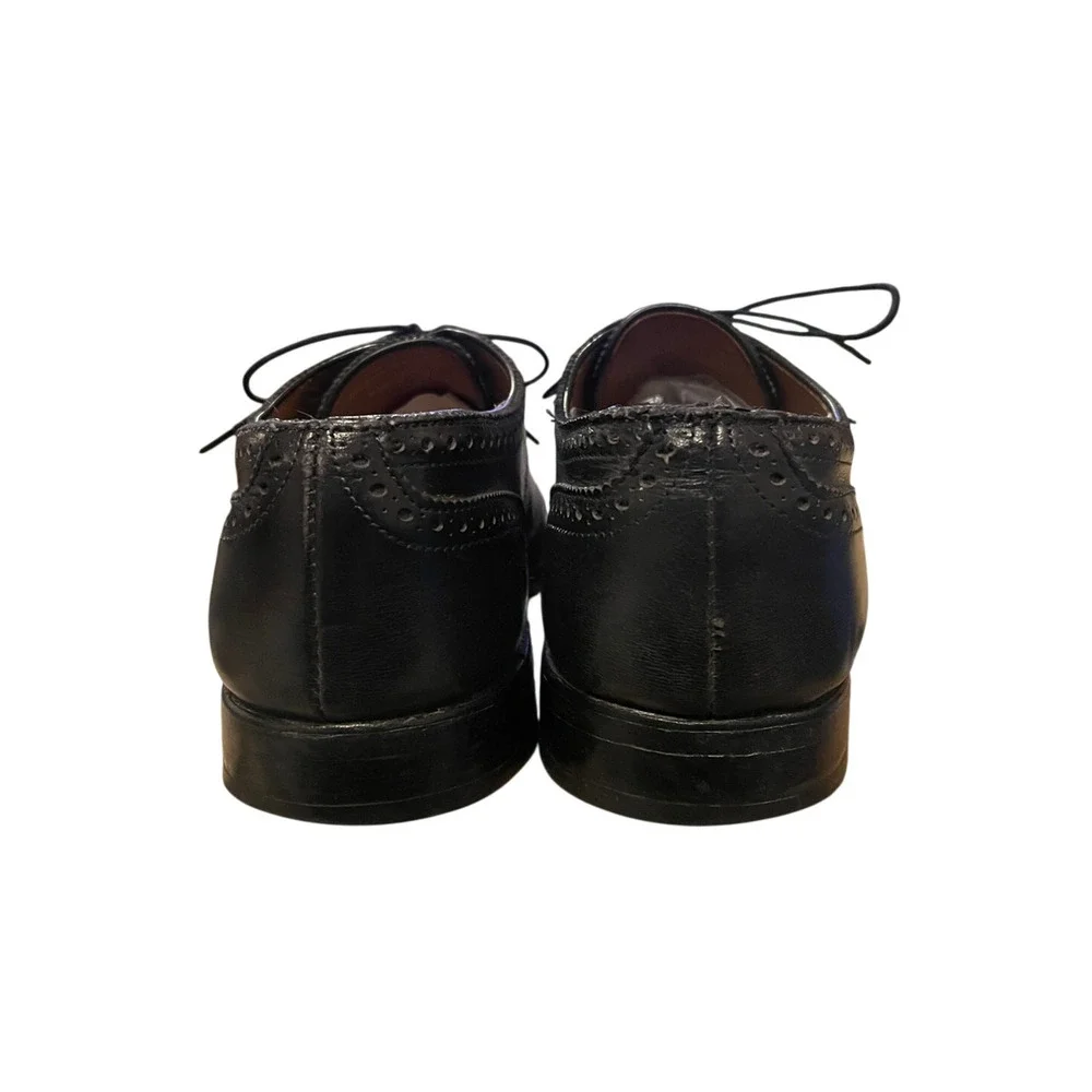 Allen Edmonds 10.5 SANFORD $450 Cap Toe Leather Dress Shoes Brogue Oxfords Black